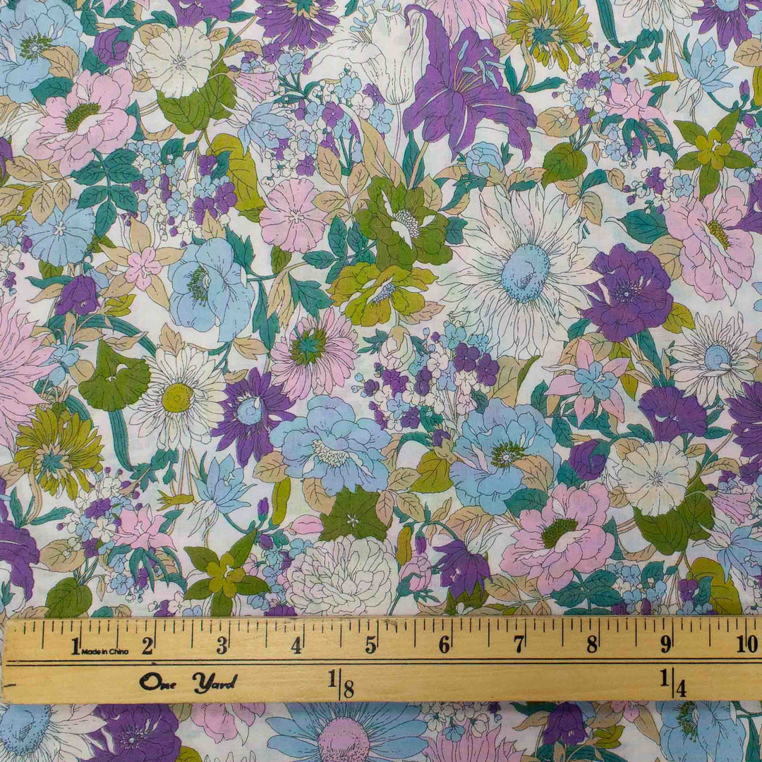 Japanese Cotton Lawn - Flownny Floral - Purple and Pink