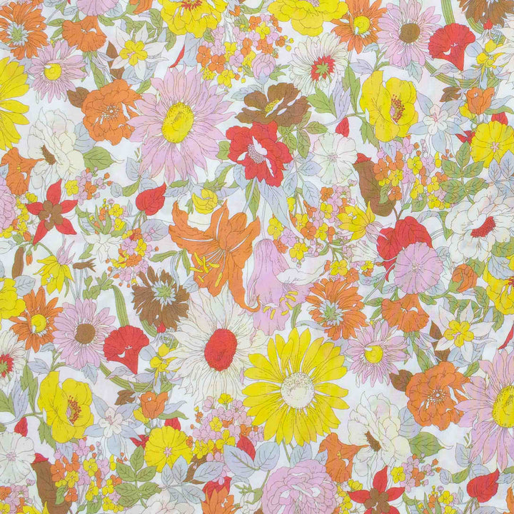 Japanese Cotton Lawn - Flownny Floral - Red, Orange, Pink