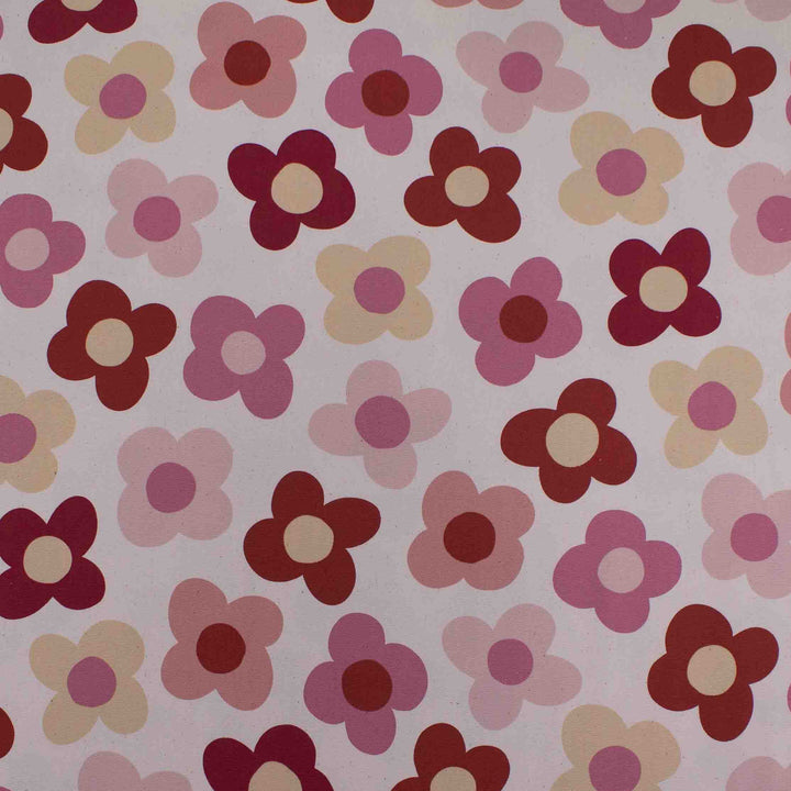 Japanese Cotton Oxford - Simple Scandi Flowers - Pinks on Cream