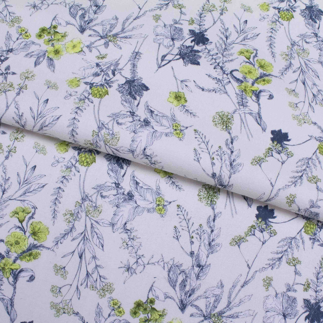 Japanese Cotton Viella - Floral - Indigo + Yellow