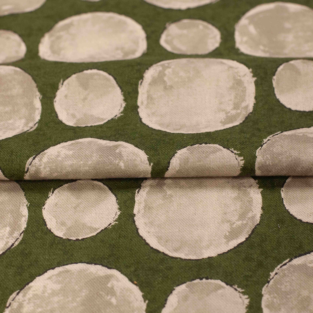 Japanese Cotton/Linen Blend - Watercolor Dot - Khaki Green