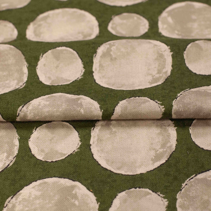 Japanese Cotton/Linen Blend - Watercolor Dot - Khaki Green