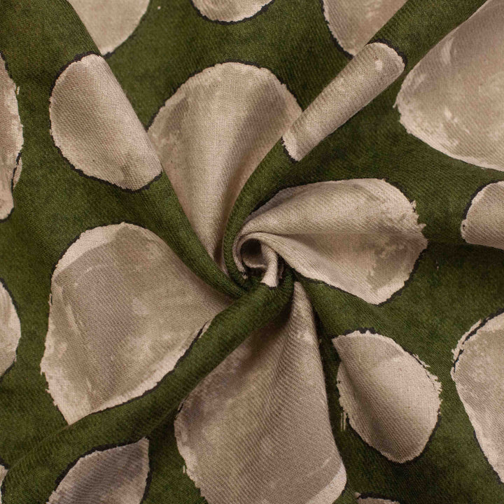 Japanese Cotton/Linen Blend - Watercolor Dot - Khaki Green