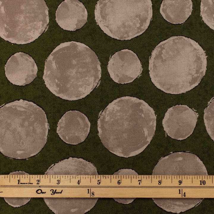 Japanese Cotton/Linen Blend - Watercolor Dot - Khaki Green