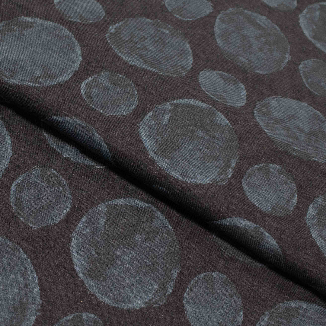 Japanese Cotton/Linen Twill - Watercolor Dots - Charcoal