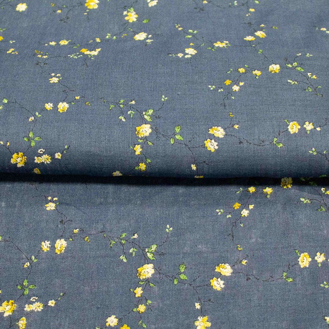 Linen Print - Japanese Branching Wildflowers