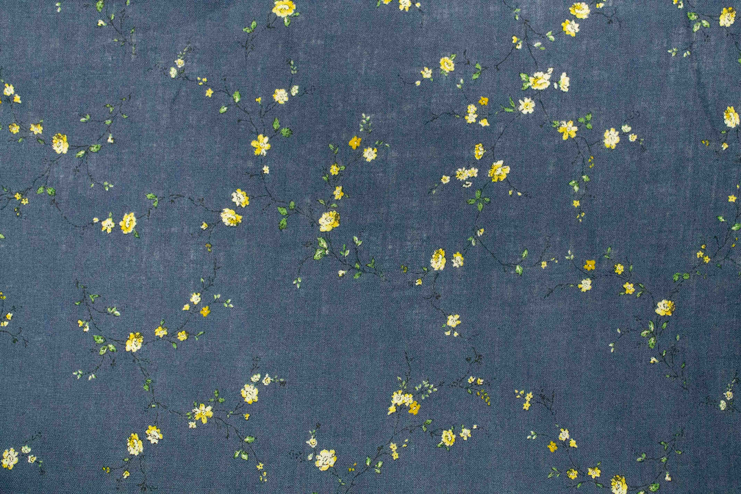 Linen Print - Japanese Branching Wildflowers