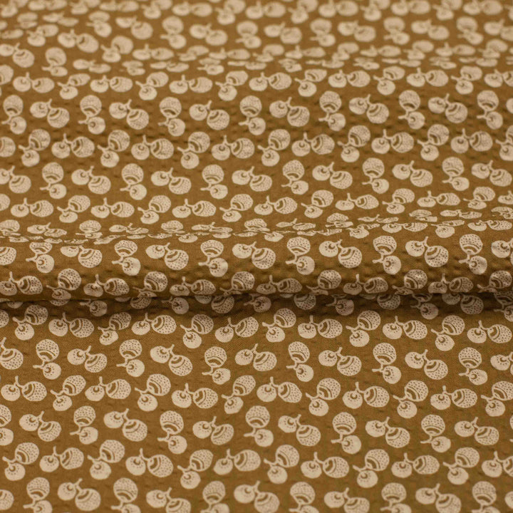 Japanese Seersucker - Acorns on Gold