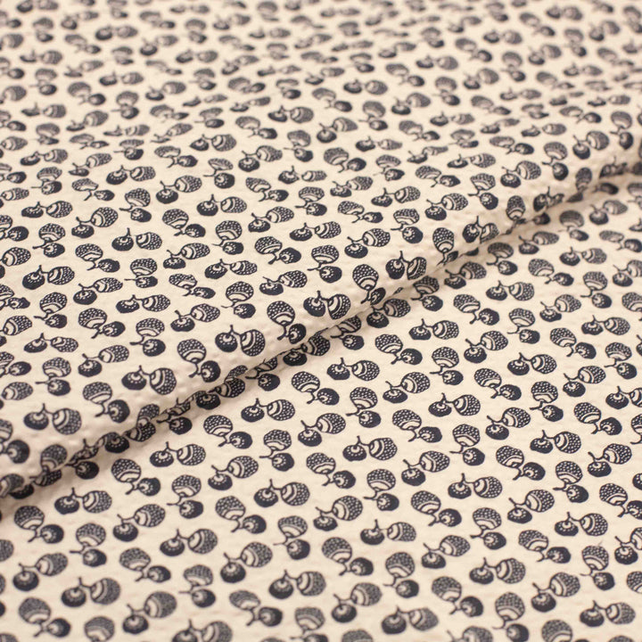 Japanese Seersucker - Acorns on Ivory