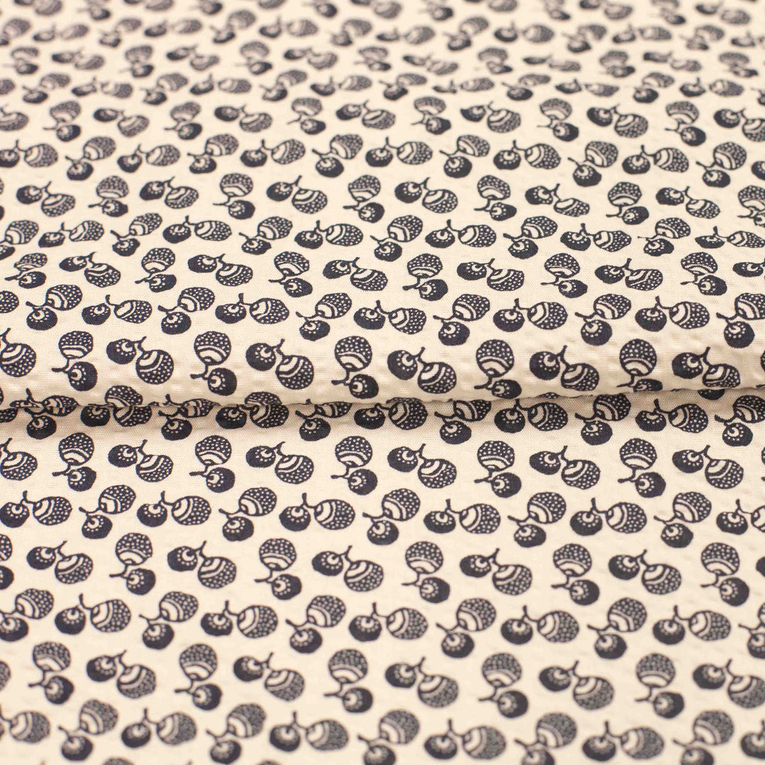 Japanese Seersucker - Acorns on Ivory