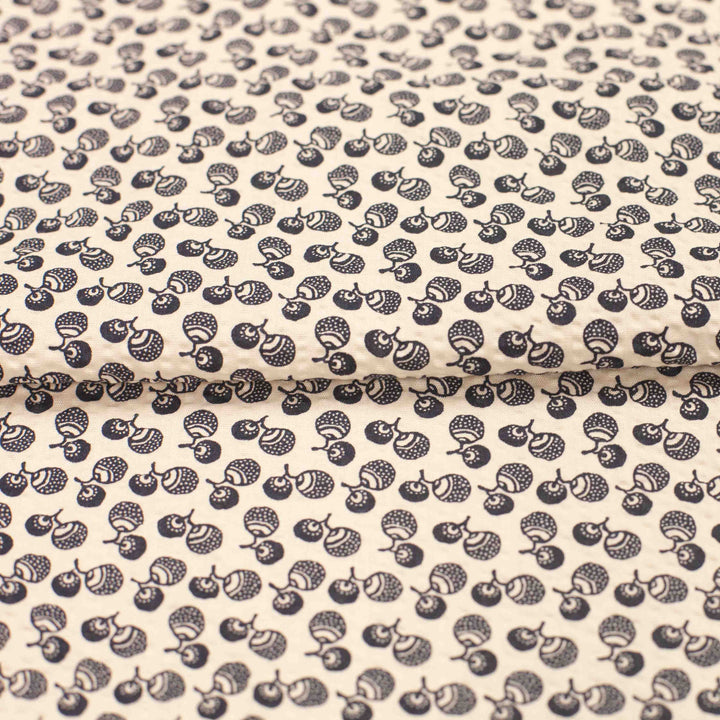 Japanese Seersucker - Acorns on Ivory