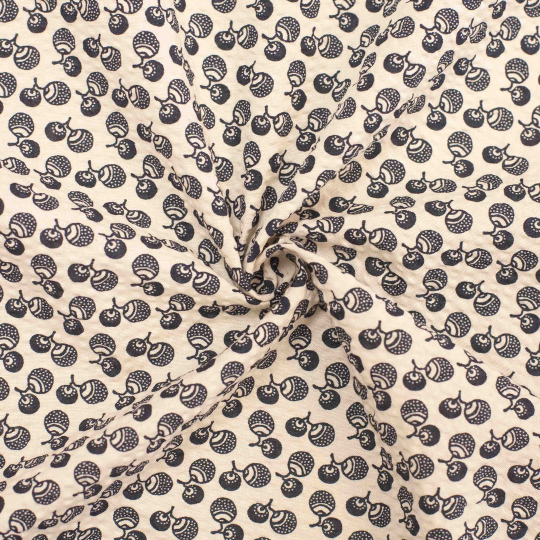 Japanese Seersucker - Acorns on Ivory