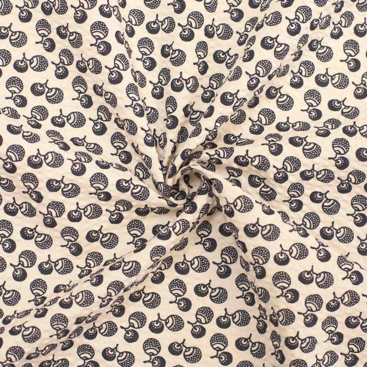 Japanese Seersucker - Acorns on Ivory