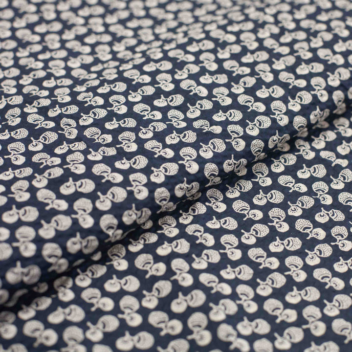 Japanese Seersucker - Acorns on Navy