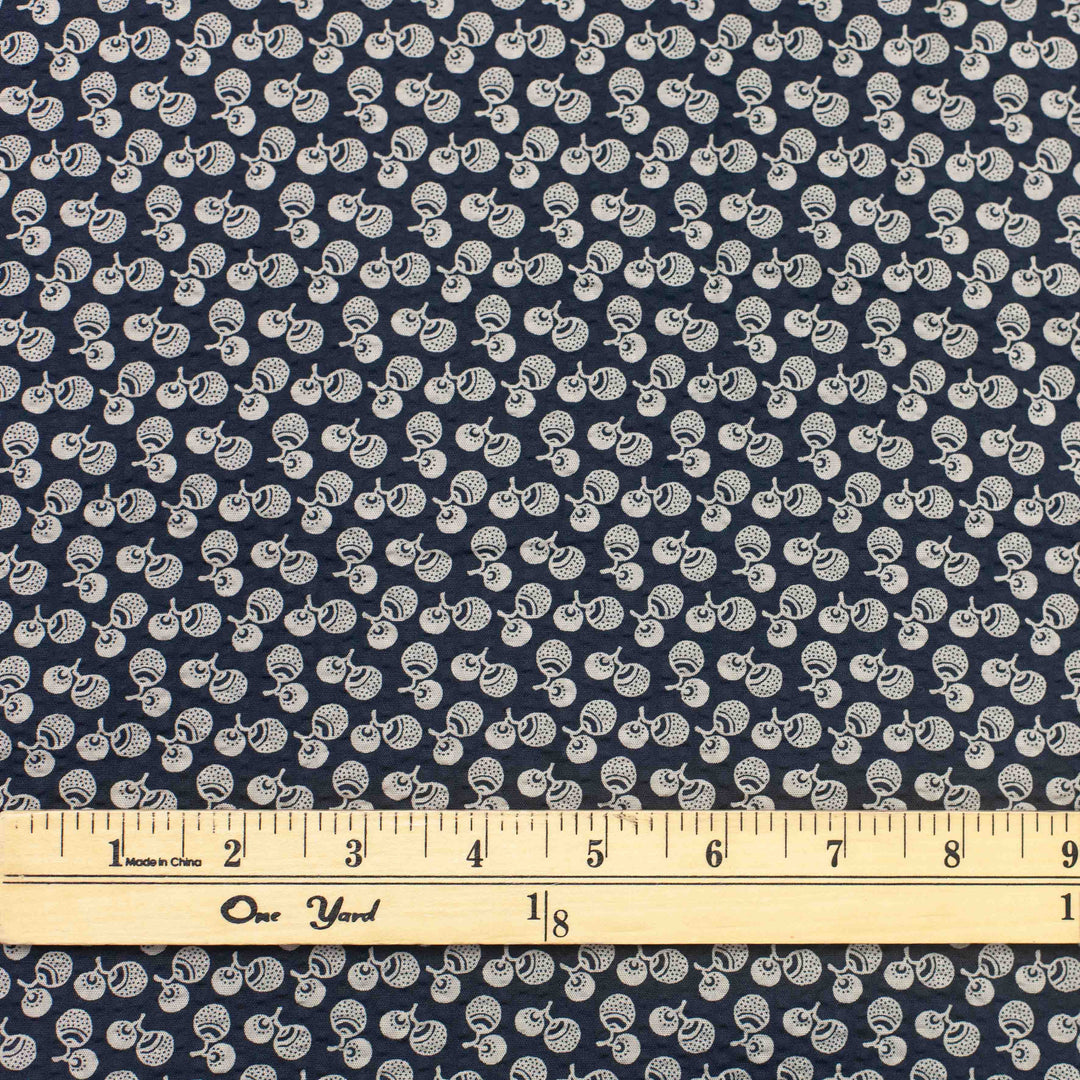 Japanese Seersucker - Acorns on Navy