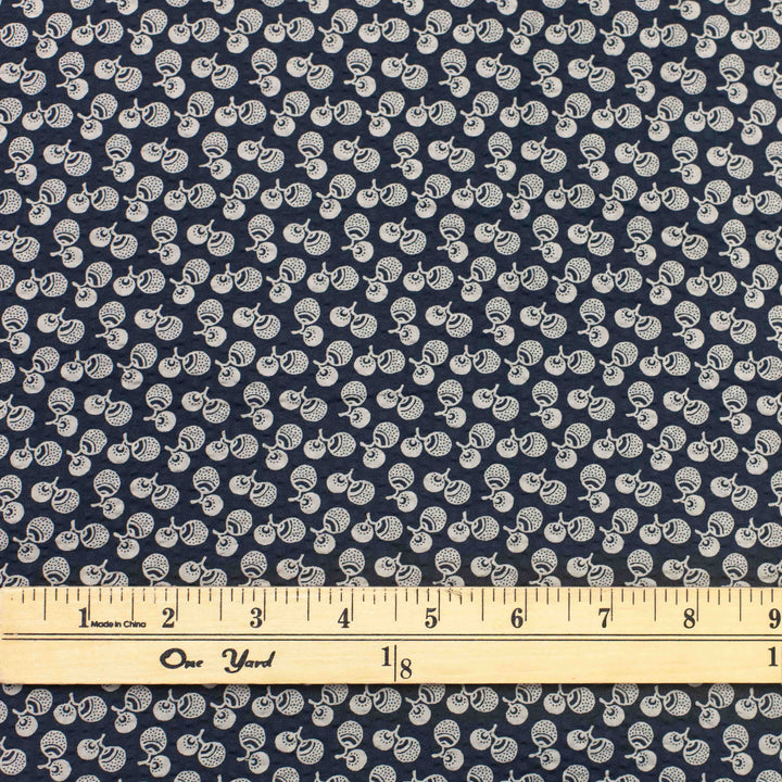 Japanese Seersucker - Acorns on Navy