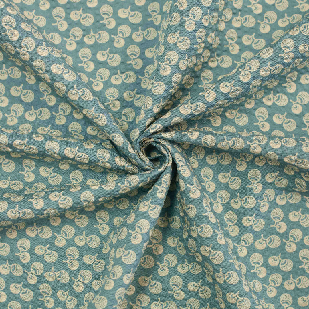 Japanese Seersucker - Acorns on Soft Green