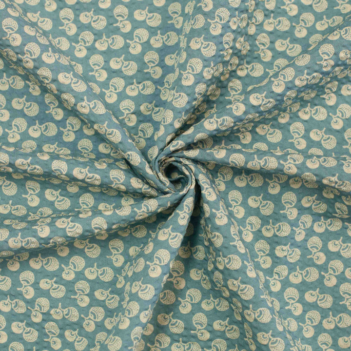 Japanese Seersucker - Acorns on Soft Green