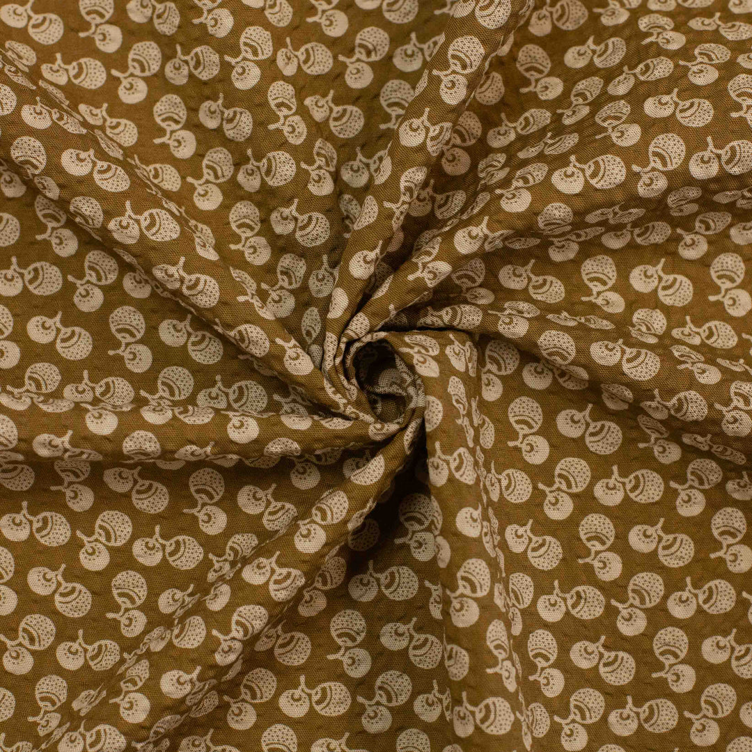 Japanese Seersucker - Acorns on Gold