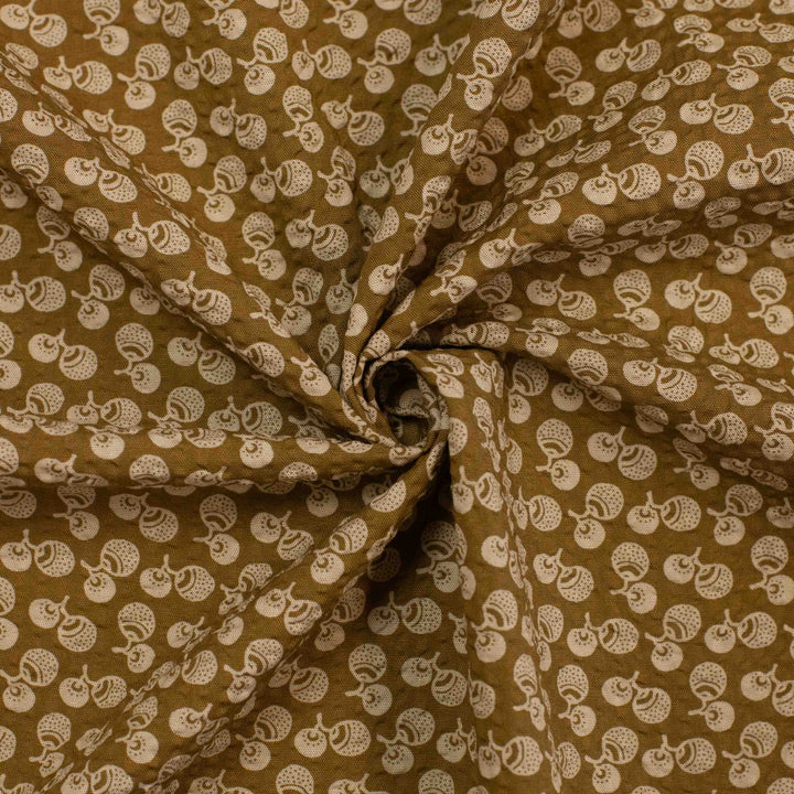 Japanese Seersucker - Acorns on Gold