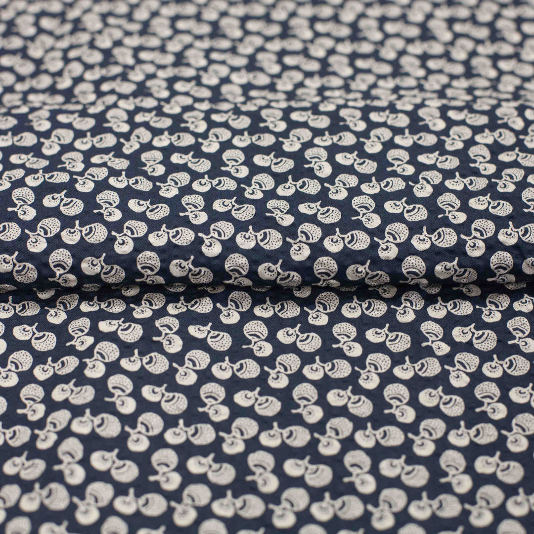 Japanese Seersucker - Acorns on Navy
