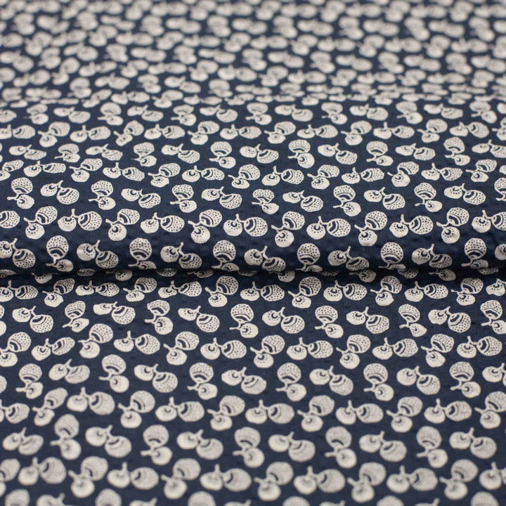 Japanese Seersucker - Acorns on Navy