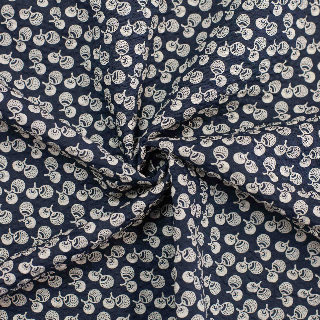 Japanese Seersucker - Acorns on Navy