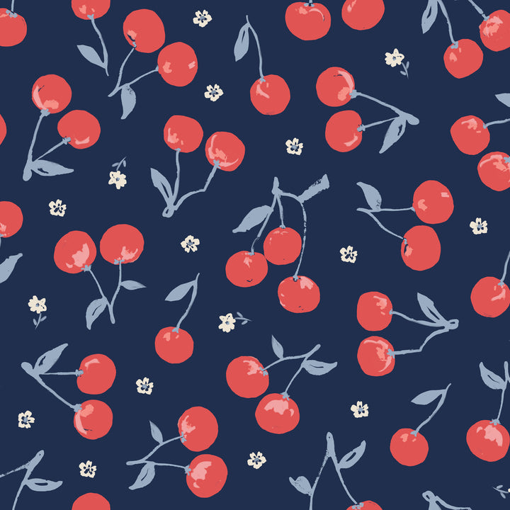 Cotton Lawn - Jubilant Cherries Navy