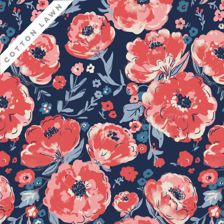 Cotton Lawn - Jubilant Peonies