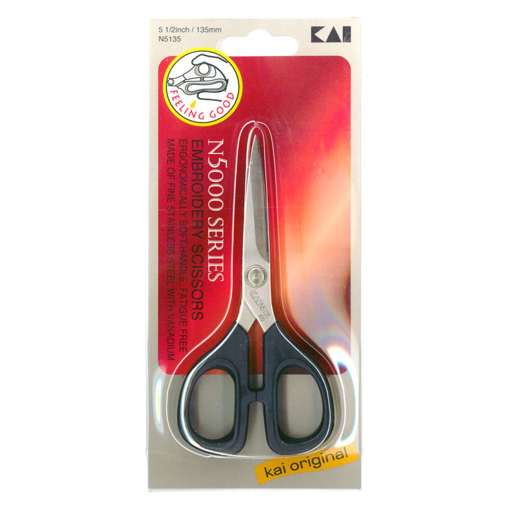 Kai 5.5-inch embroidery scissors for quilting, thread trimming, and fine detail cutting