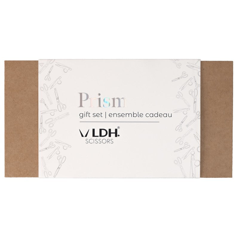 LDH Prism gift set with rainbow fabric shear, pinking shear, and prism thread snip
