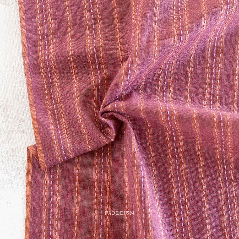 Cotton Woven - Lucky Loom - Stitch Stripe in Blackberry