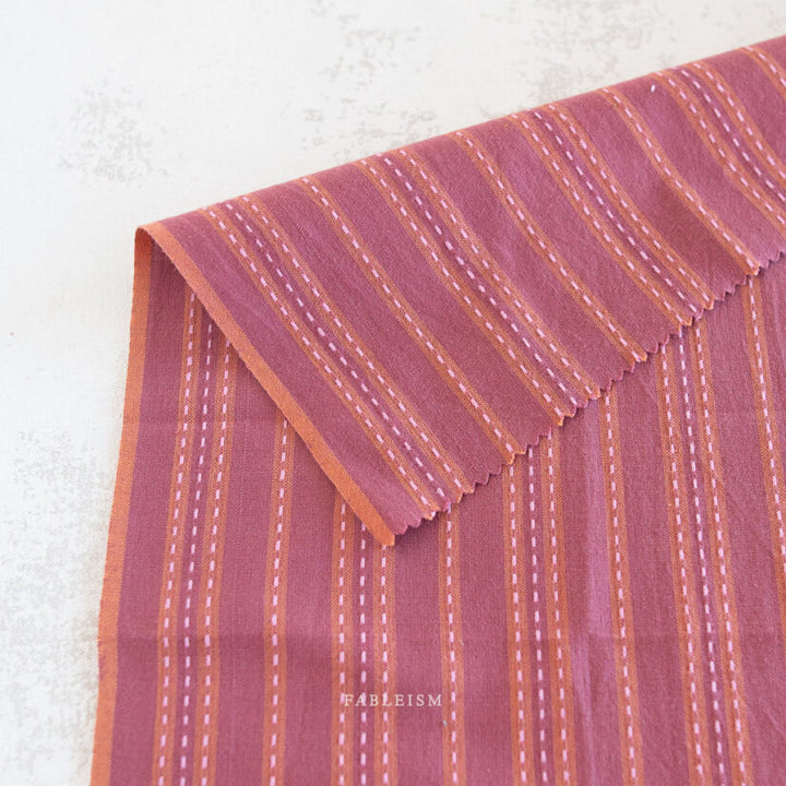 Cotton Woven - Lucky Loom - Stitch Stripe in Blackberry