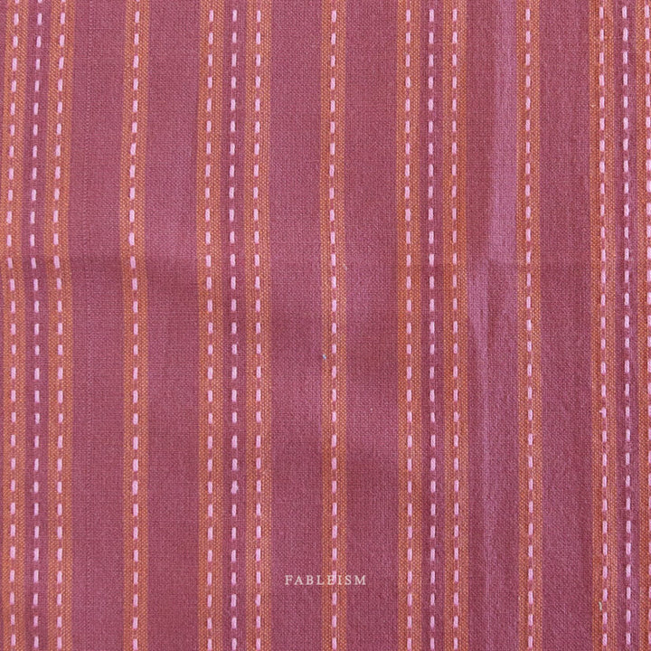 Cotton Woven - Lucky Loom - Stitch Stripe in Blackberry