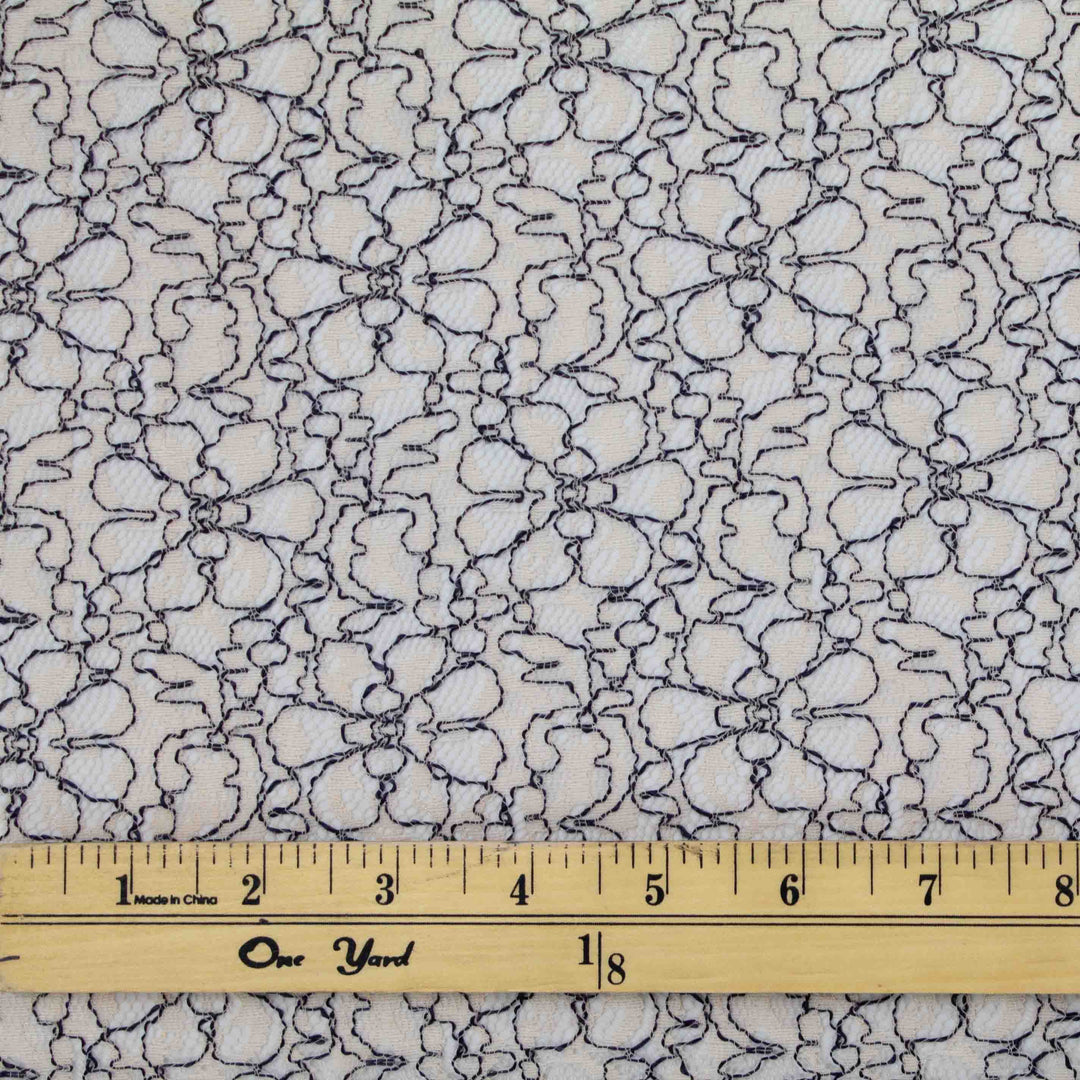 Lace - Scribble Corded Lace in Black and Ecru