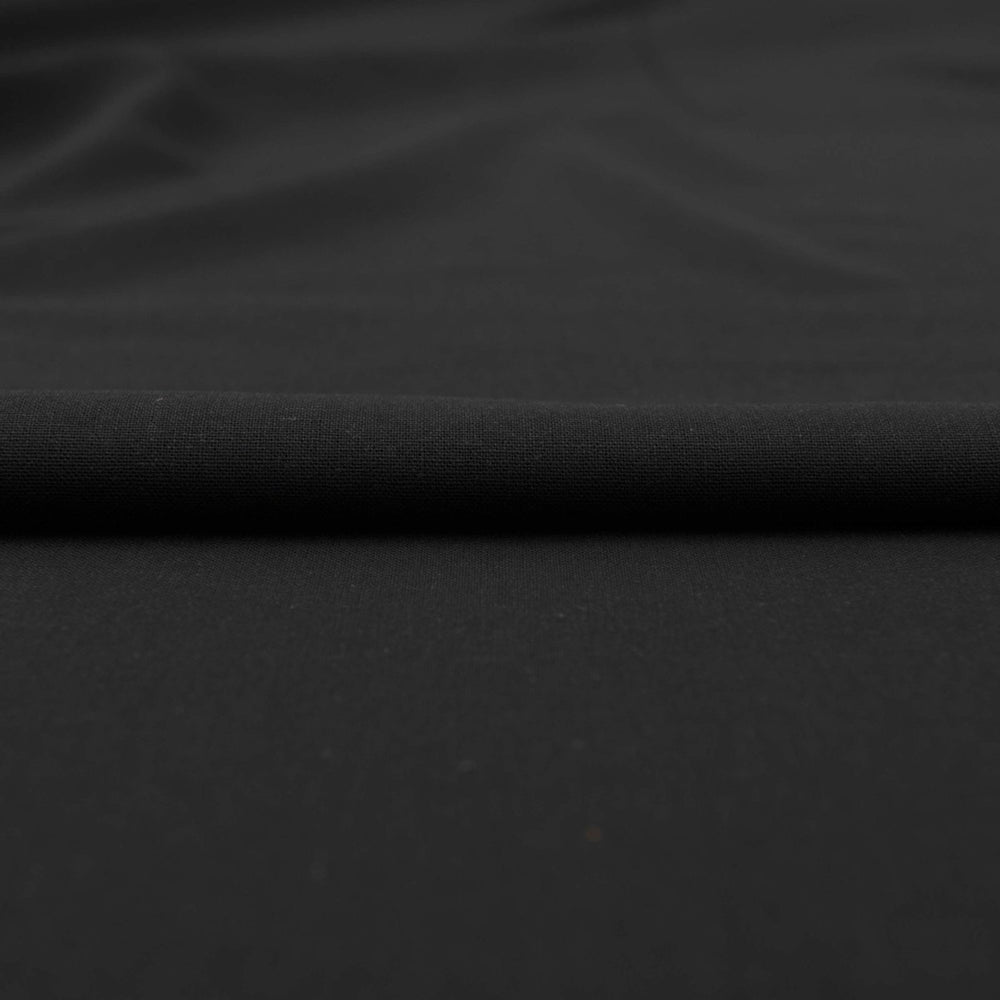 Black laundered linen fabric – 100% linen, pre-washed, medium weight, 58 inches wide, soft drape for elegant dresses and tops