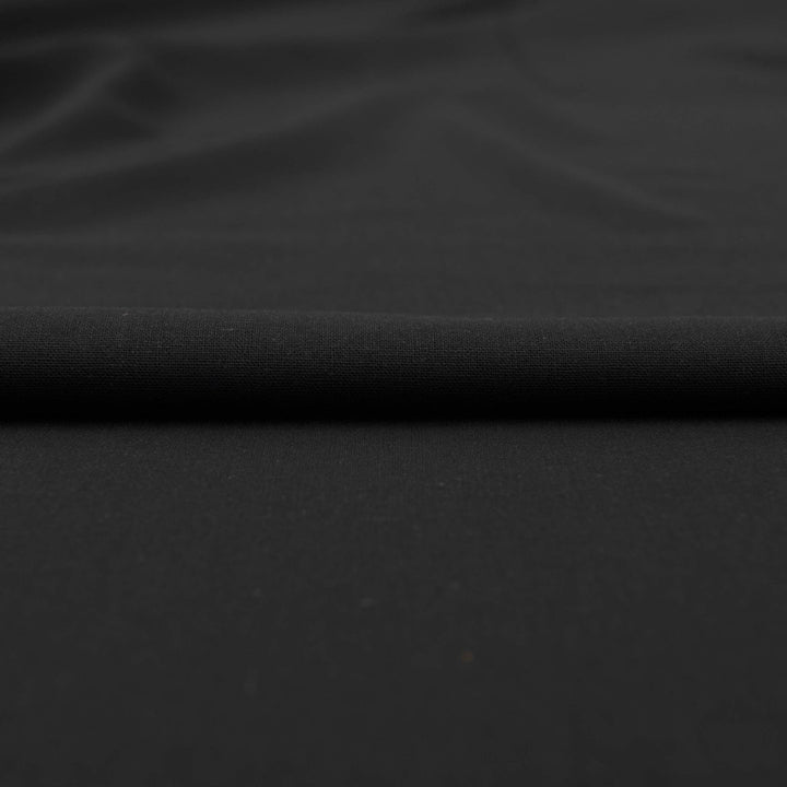 Black laundered linen fabric – 100% linen, pre-washed, medium weight, 58 inches wide, soft drape for elegant dresses and tops
