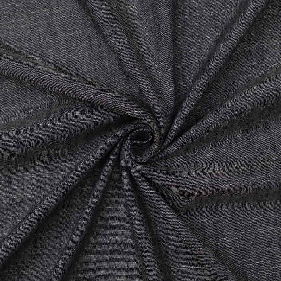 Laundered linen fabric in denim blue steel – 100% linen, 6 oz medium weight, pre-washed, 58 inches wide, soft drape for dresses and tops