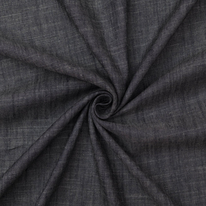 Laundered linen fabric in denim blue steel – 100% linen, 6 oz medium weight, pre-washed, 58 inches wide, soft drape for dresses and tops