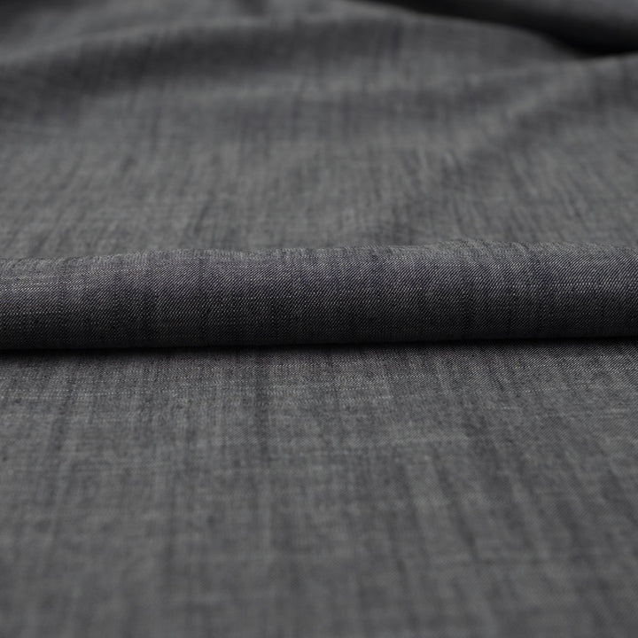 Laundered linen fabric in denim blue steel – 100% linen, 6 oz medium weight, pre-washed, 58 inches wide, soft drape for dresses and tops
