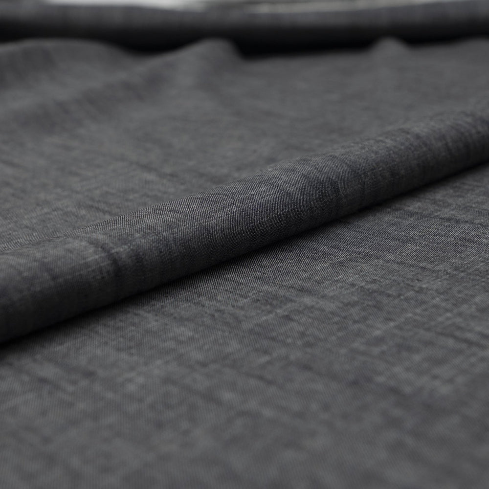Laundered linen fabric in denim blue steel – 100% linen, 6 oz medium weight, pre-washed, 58 inches wide, soft drape for dresses and tops