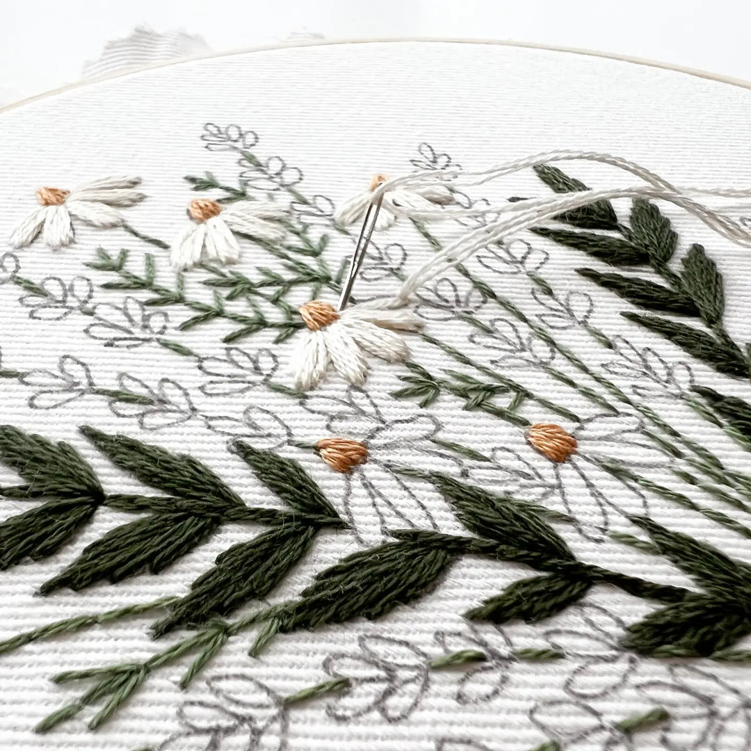Lavender and Daisies Embroidery Kit, Floral Embroidery Kit