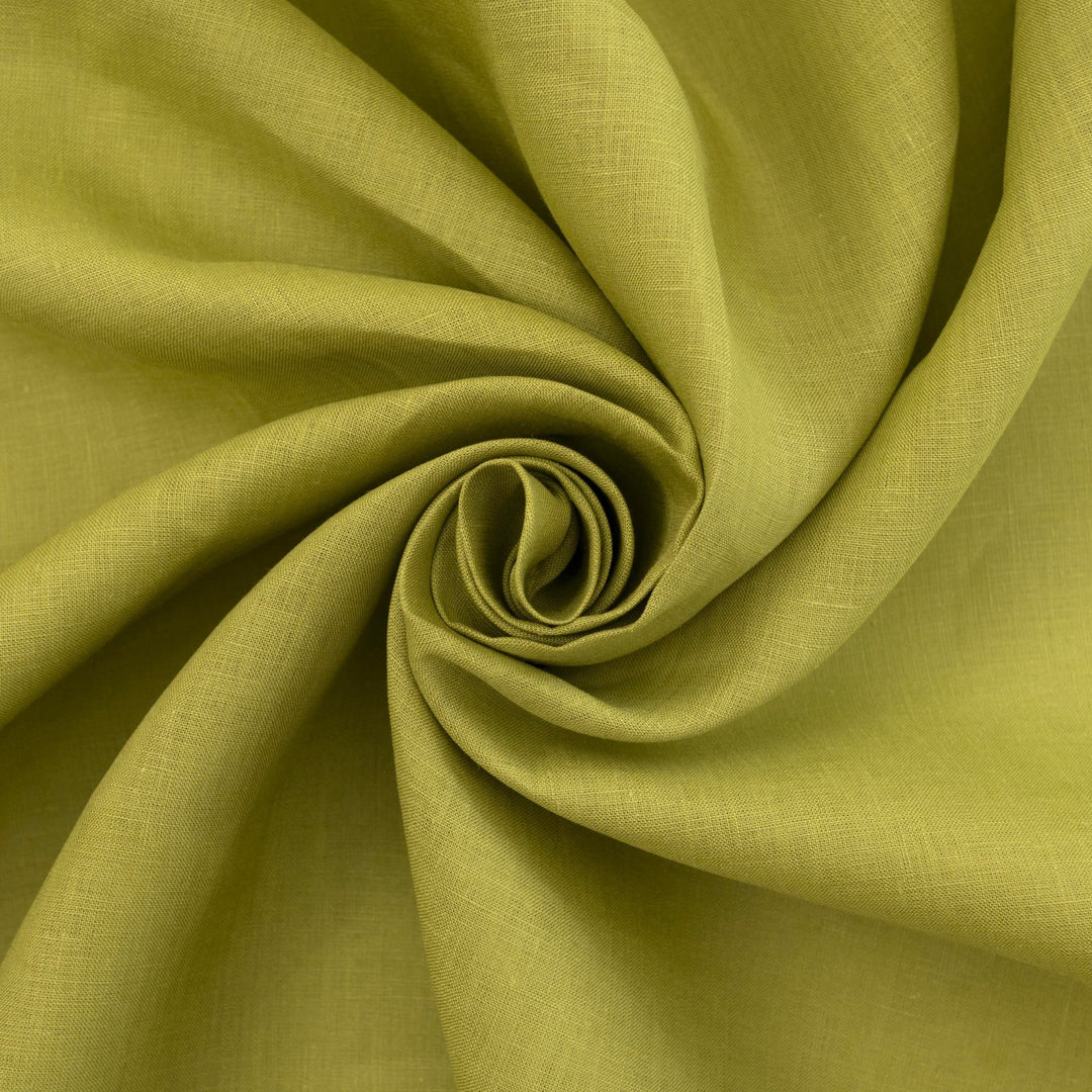 Vibrant apple green linen fabric for sewing summer dresses and tops