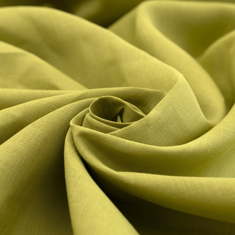 Vibrant apple green linen fabric for sewing summer dresses and tops