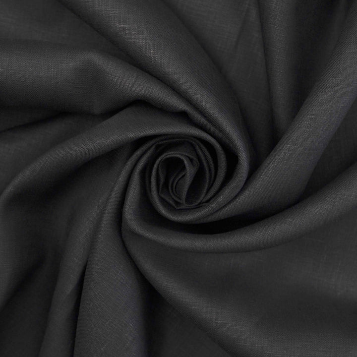 Classic black linen fabric for sewing elegant dresses and blazers