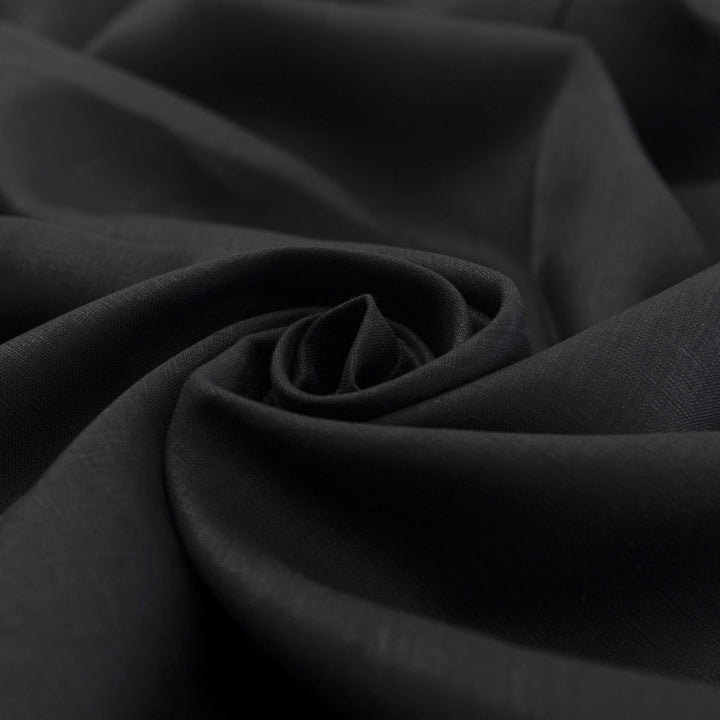 Classic black linen fabric for sewing elegant dresses and blazers