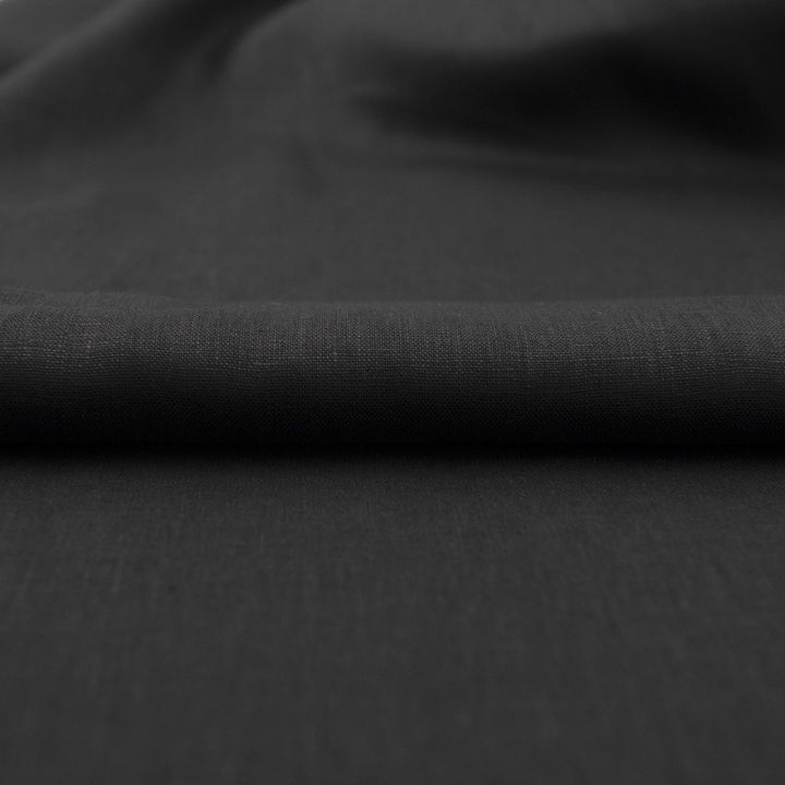 Classic black linen fabric for sewing elegant dresses and blazers