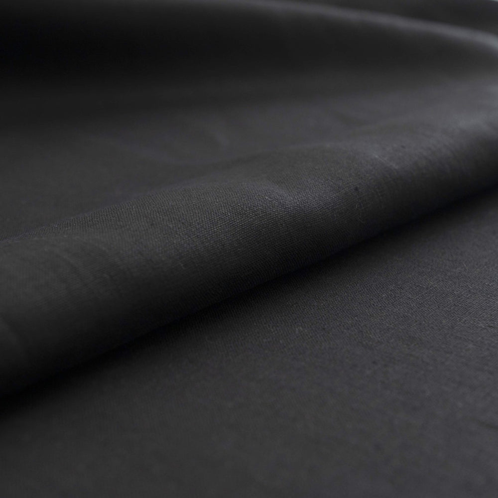 Classic black linen fabric for sewing elegant dresses and blazers