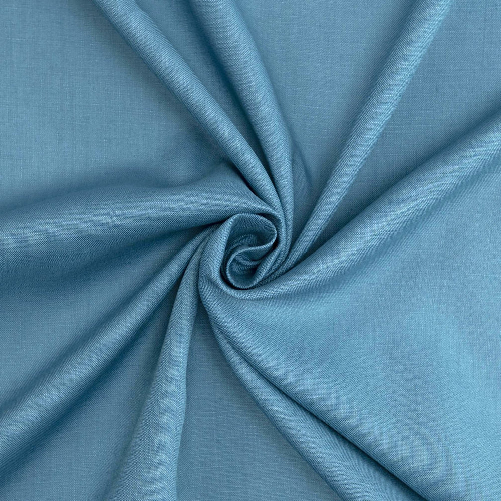 Linen fabric in fresh teal color – 100% lightweight shirt-weight linen, soft yet crisp texture, ideal for shirts, tunics, dresses, and skirts