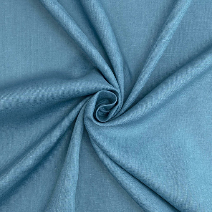Linen fabric in fresh teal color – 100% lightweight shirt-weight linen, soft yet crisp texture, ideal for shirts, tunics, dresses, and skirts